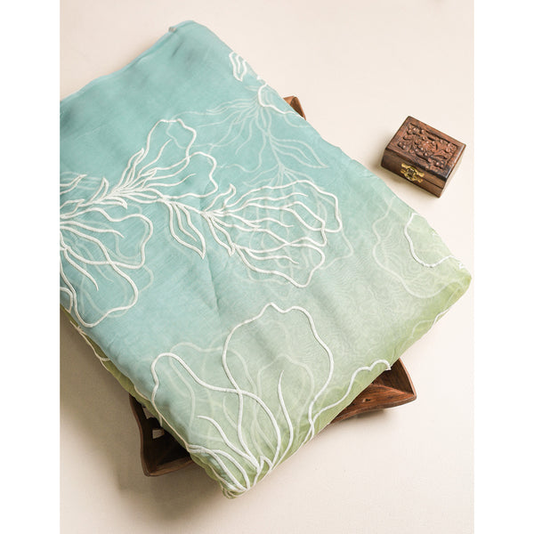 MUL CHANDERI EMBROIDERED FABRIC