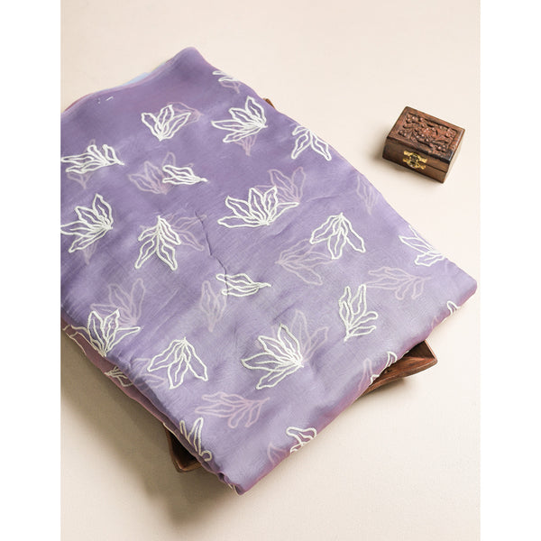 MUL CHANDERI EMBROIDERED FABRIC