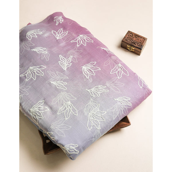 MUL CHANDERI EMBROIDERED FABRIC