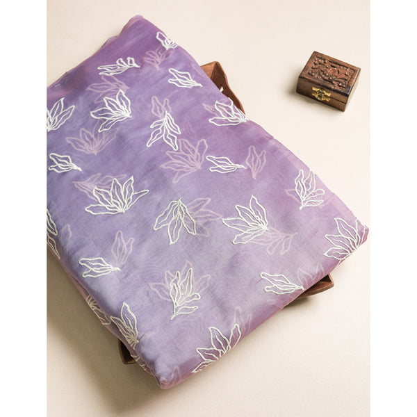 MUL CHANDERI EMBROIDERED FABRIC