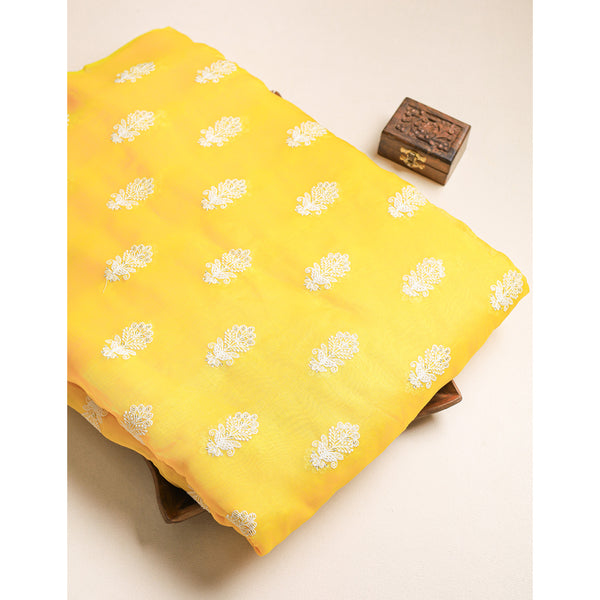 MUL CHANDERI EMBROIDERED FABRIC