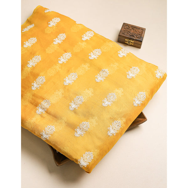 MUL CHANDERI EMBROIDERED FABRIC