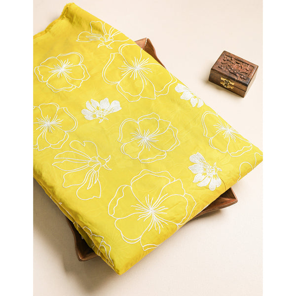 MUL CHANDERI EMBROIDERED FABRIC