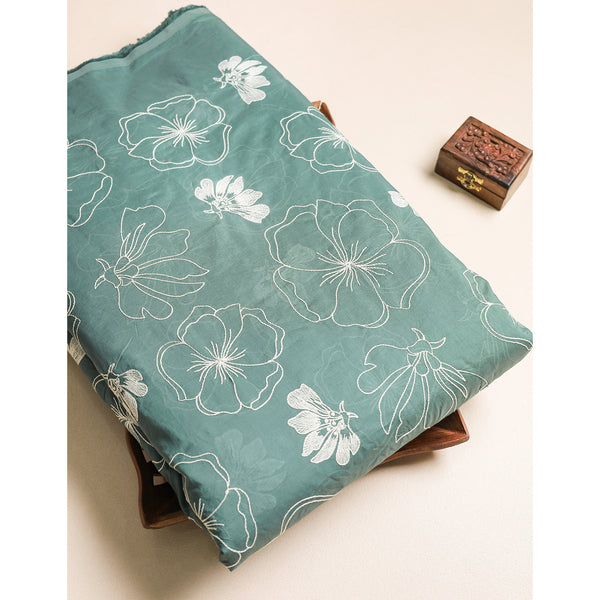 MUL CHANDERI EMBROIDERED FABRIC