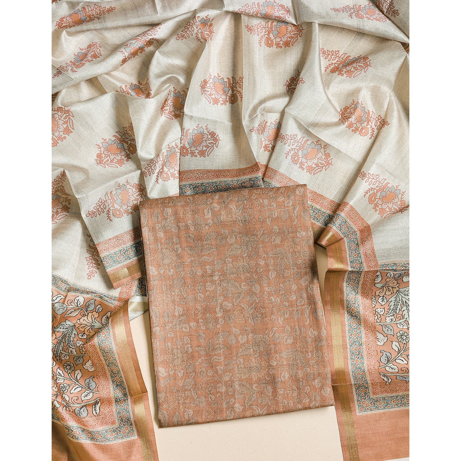 SEMI TUSSAR 2 PIECE SUIT SET