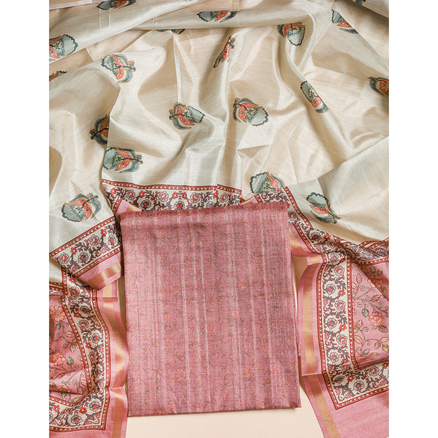 SEMI TUSSAR 2 PIECE SUIT SET