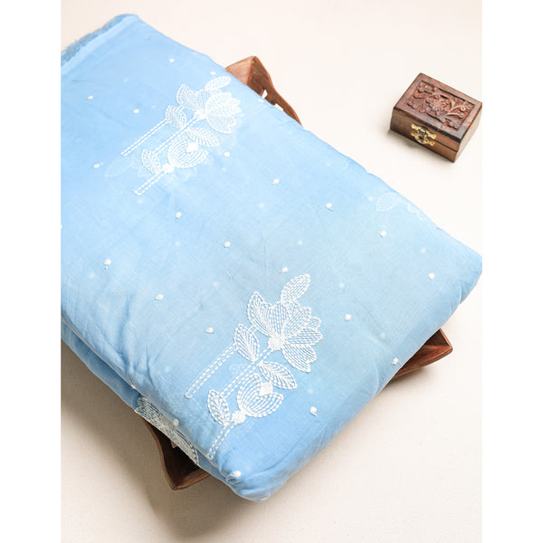 MALAI CHANDERI EMBROIDERED FABRIC
