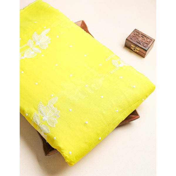 MALAI CHANDERI EMBROIDERED FABRIC