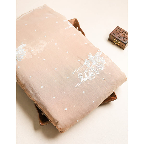 MALAI CHANDERI EMBROIDERED FABRIC