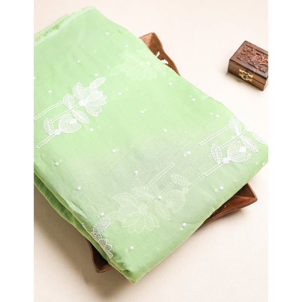 MALAI CHANDERI EMBROIDERED FABRIC