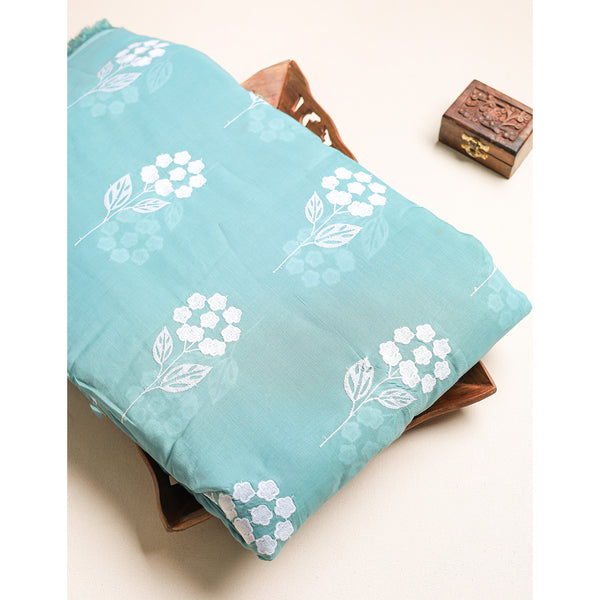 MALAI CHANDERI EMBROIDERED FABRIC