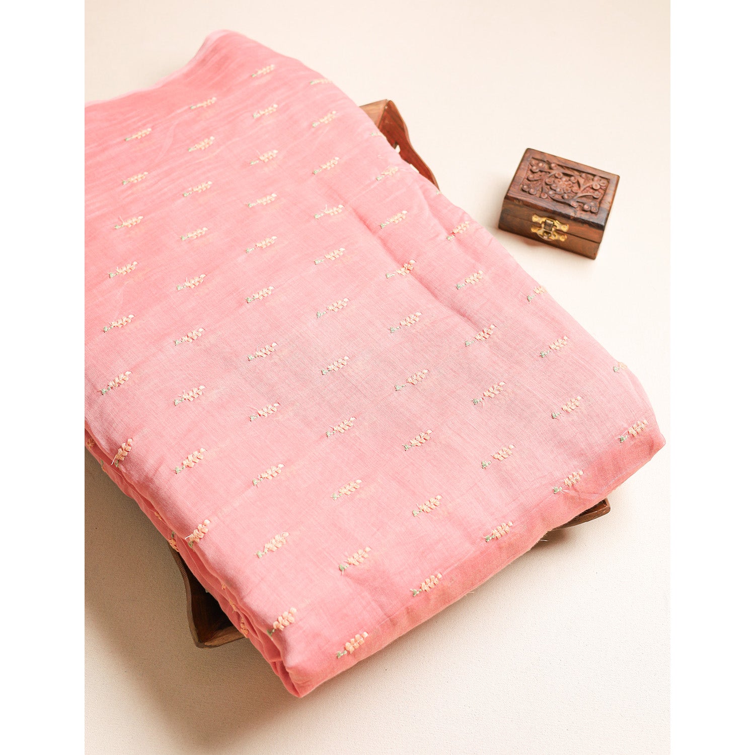 MALAI CHANDERI EMBROIDERED FABRIC