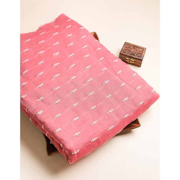 MALAI CHANDERI EMBROIDERED FABRIC