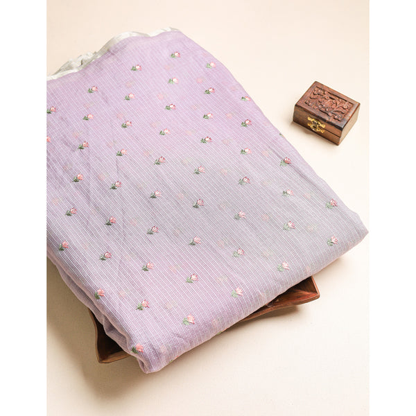 MALAI CHANDERI EMBROIDERED FABRIC