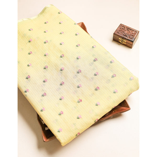 MALAI CHANDERI EMBROIDERED FABRIC