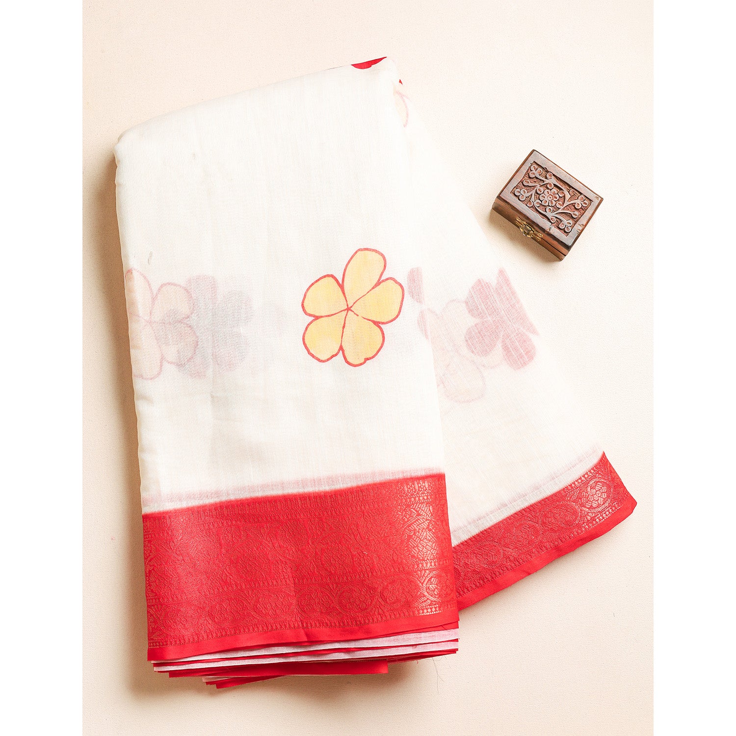 SEMI LINEN BORDER FABRIC