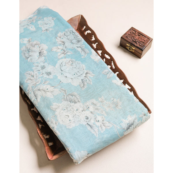 PURE MALAI CHANDERI MIRRORWORK FABRIC