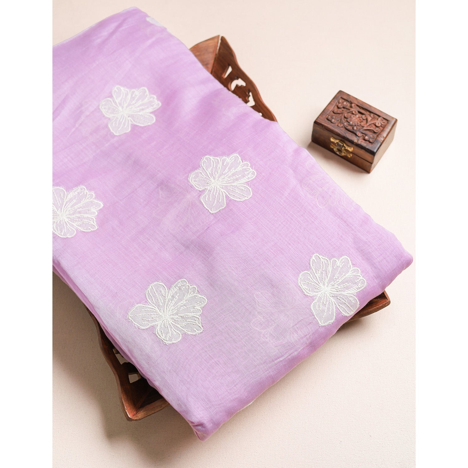 PURE MALAI CHANDERI EMBROIDERED FABRIC