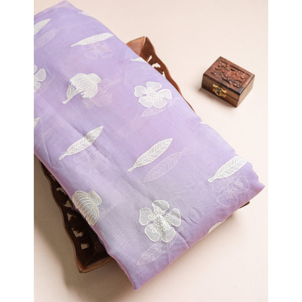 PURE MALAI CHANDERI EMBROIDERED FABRIC