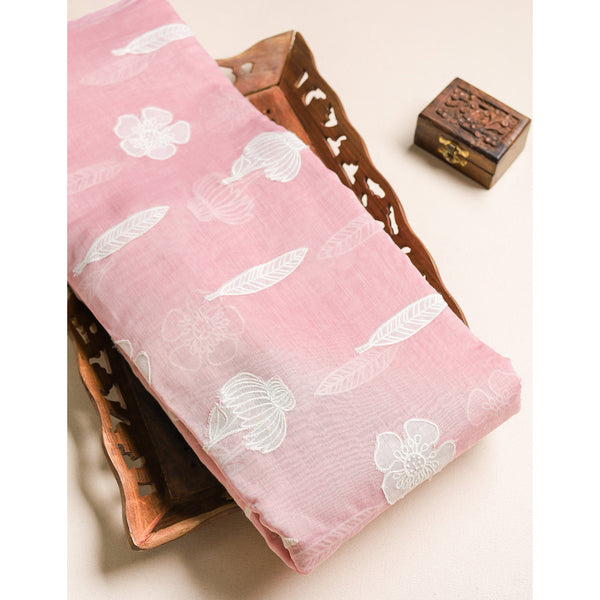 PURE MALAI CHANDERI EMBROIDERED FABRIC