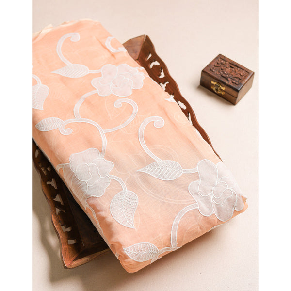 PURE MALAI CHANDERI EMBROIDERED FABRIC