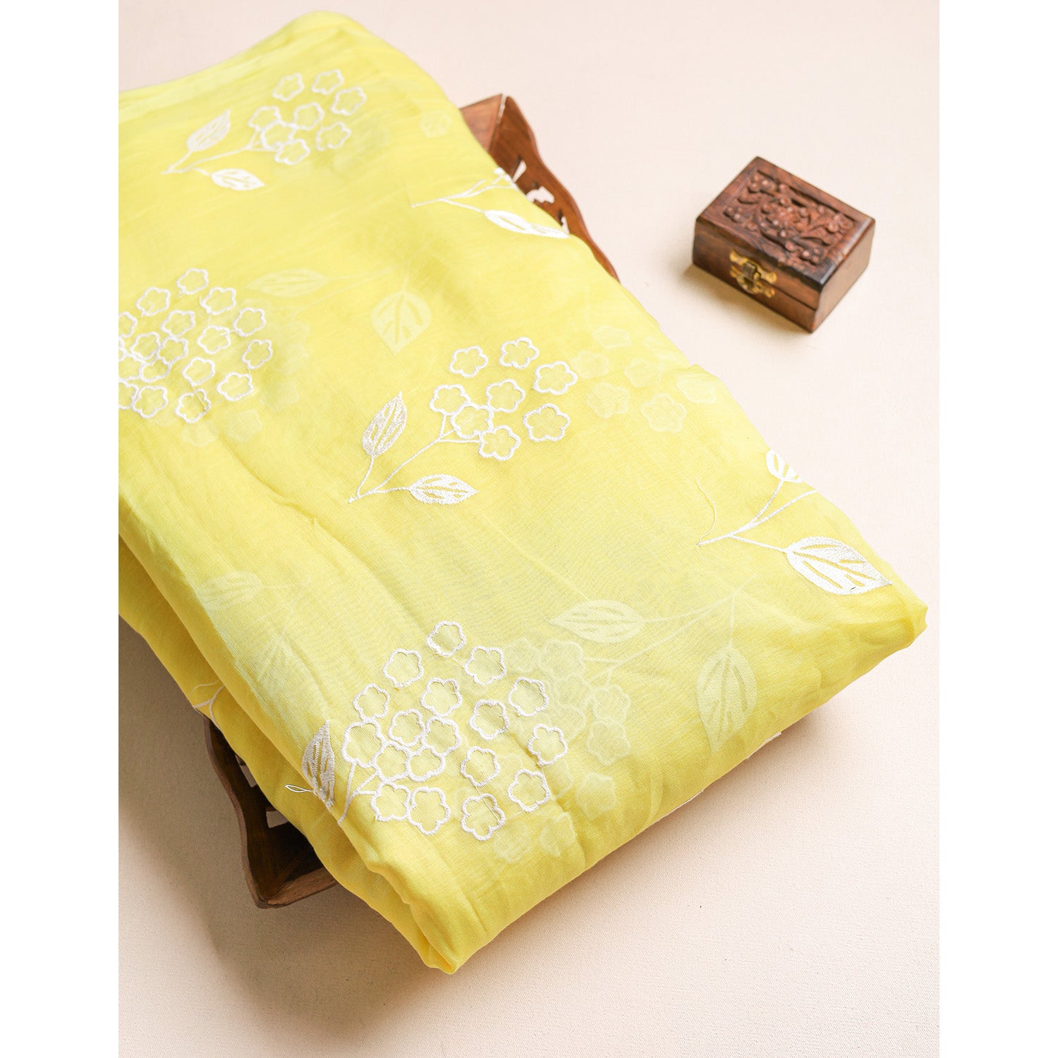 PURE MALAI CHANDERI EMBROIDERED FABRIC