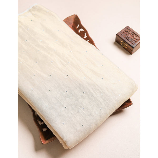 PURE TISSUE SILK MIRRORWORK FABRIC