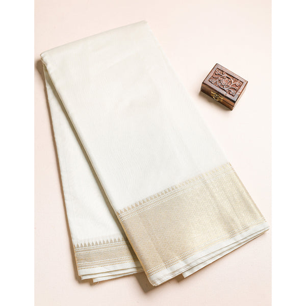 PURE CHANDERI SILK TEMPLE BORDER FABRIC