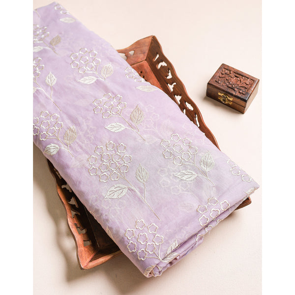 PURE MALAI CHANDERI EMBROIDERED FABRIC