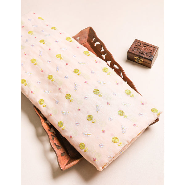 PURE MALAI CHANDERI EMBROIDERED FABRIC