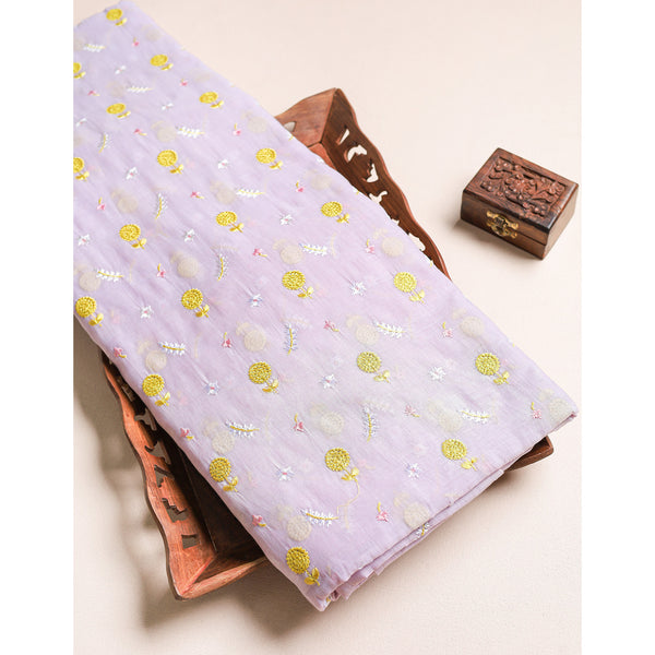 PURE MALAI CHANDERI EMBROIDERED FABRIC
