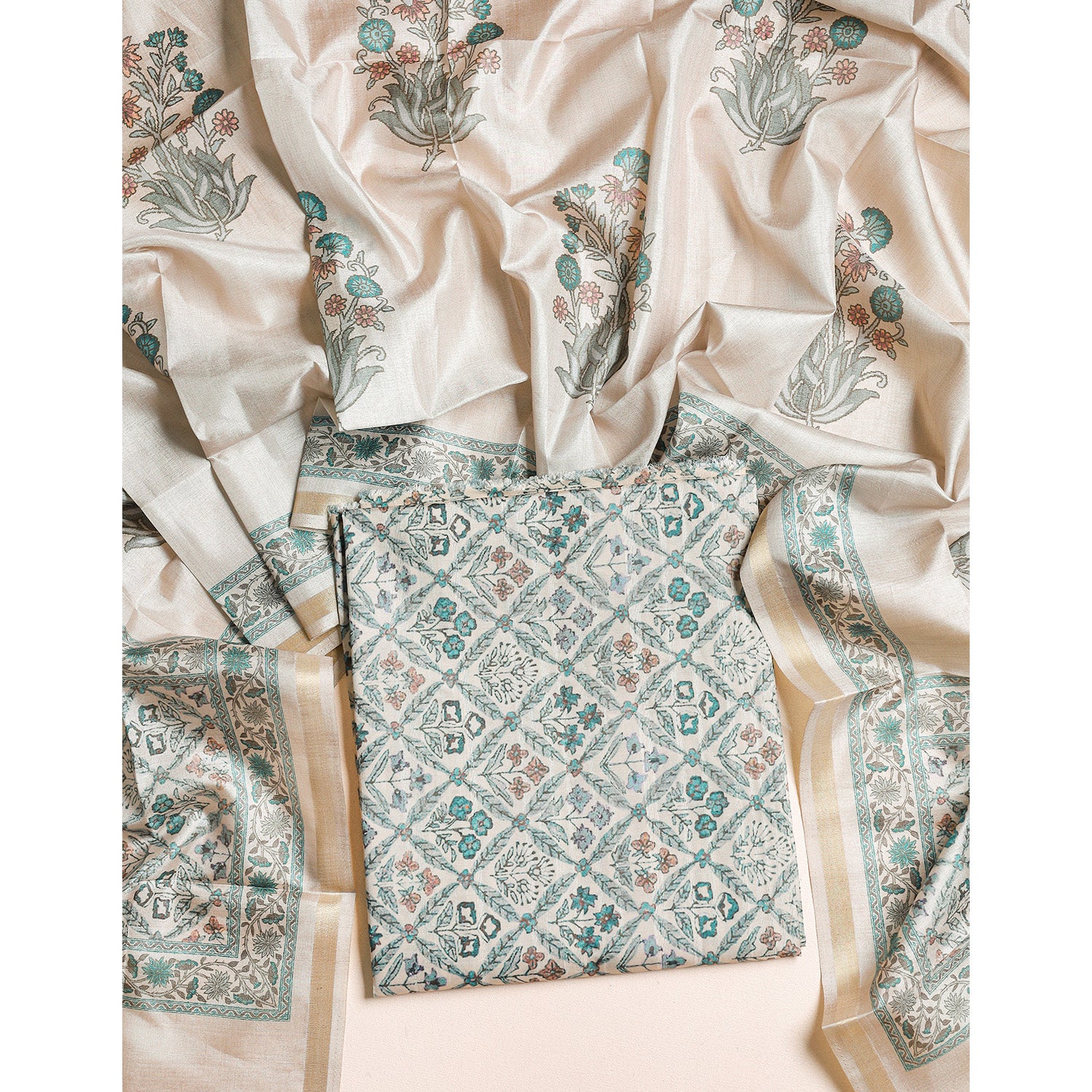 SEMI TUSSAR 2 PIECE SUIT SET