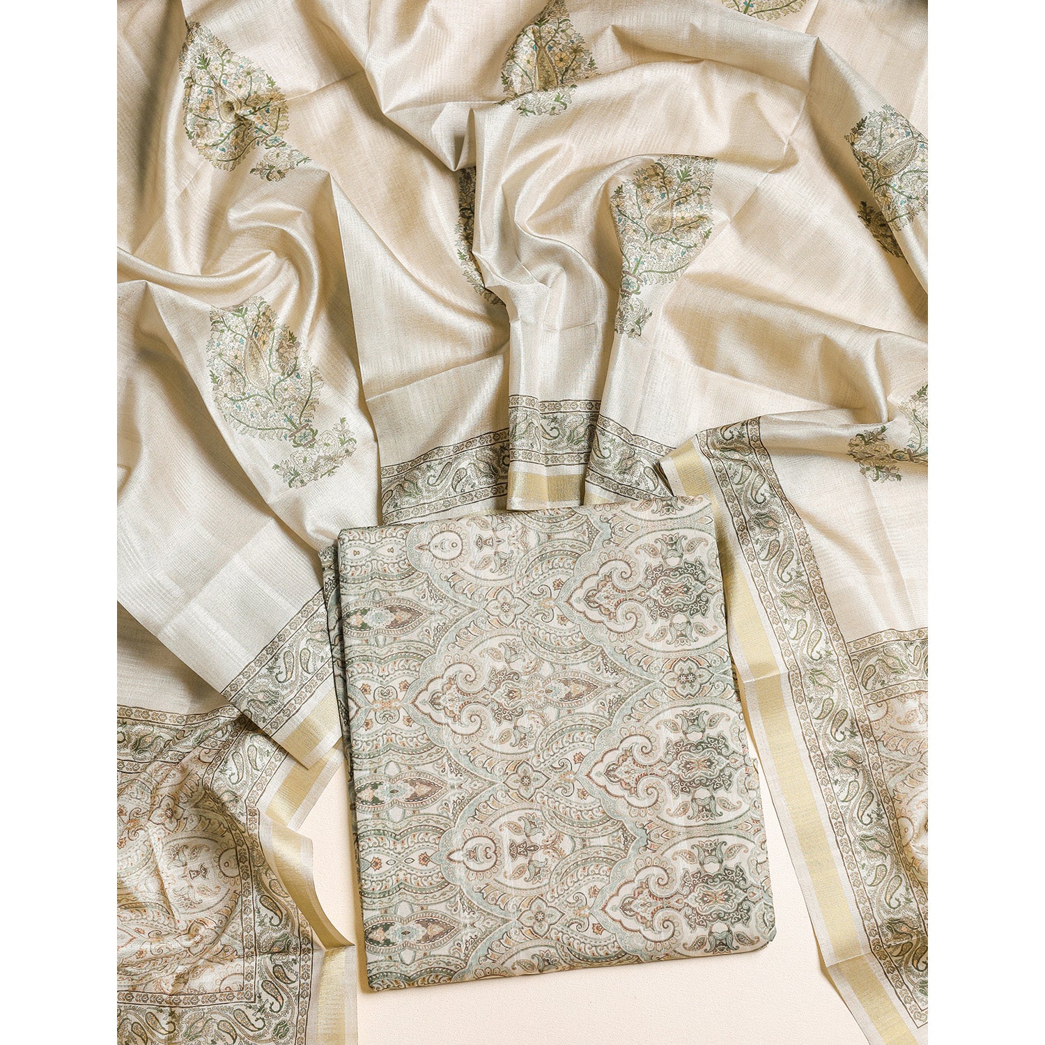 SEMI TUSSAR 2 PIECE SUIT SET