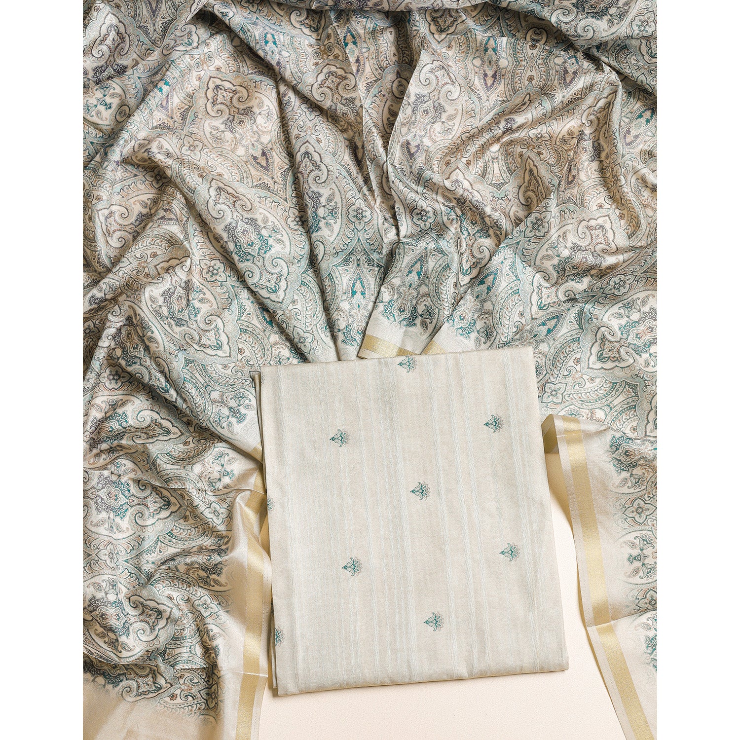 SEMI TUSSAR 2 PIECE SUIT SET