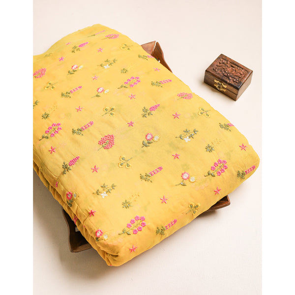 MALAI CHANDERI EMBROIDERED FABRIC