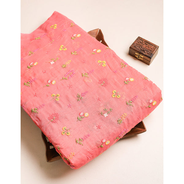 MALAI CHANDERI EMBROIDERED FABRIC
