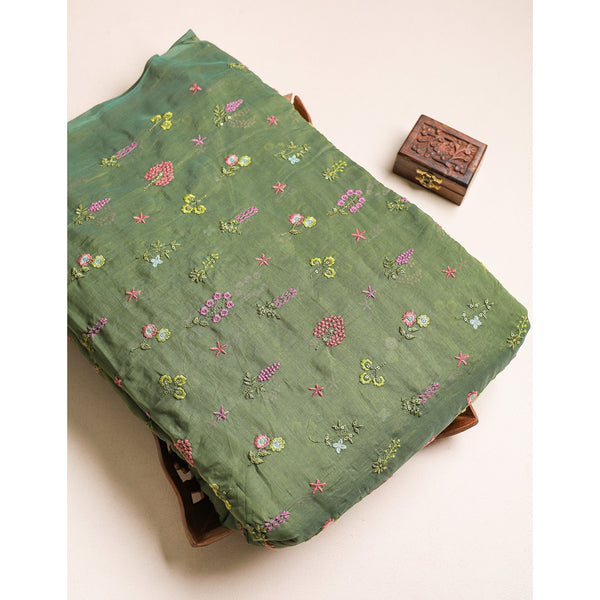 MALAI CHANDERI EMBROIDERED FABRIC