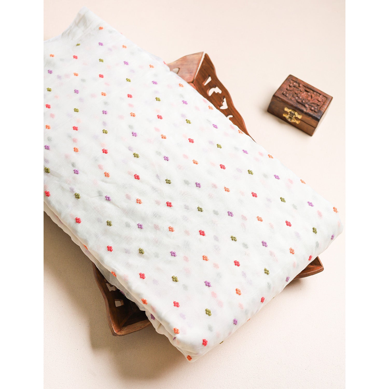 MALAI CHANDERI EMBROIDERED FABRIC