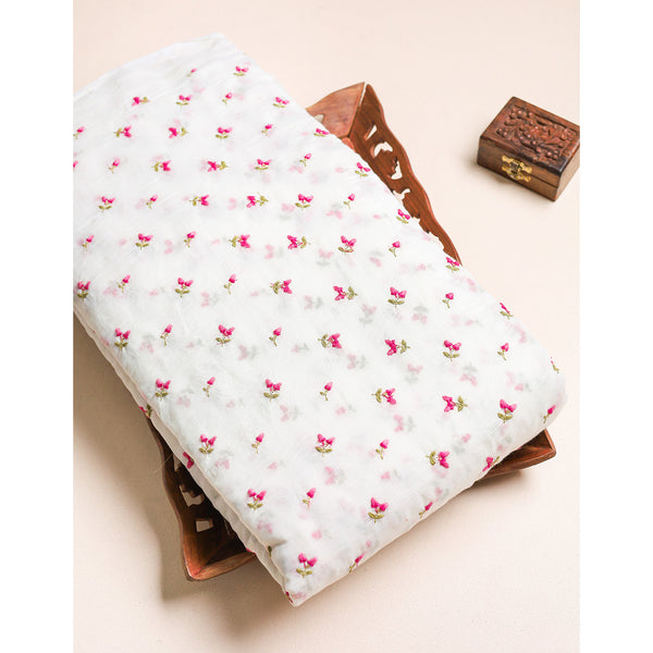 MALAI CHANDERI EMBROIDERED FABRIC