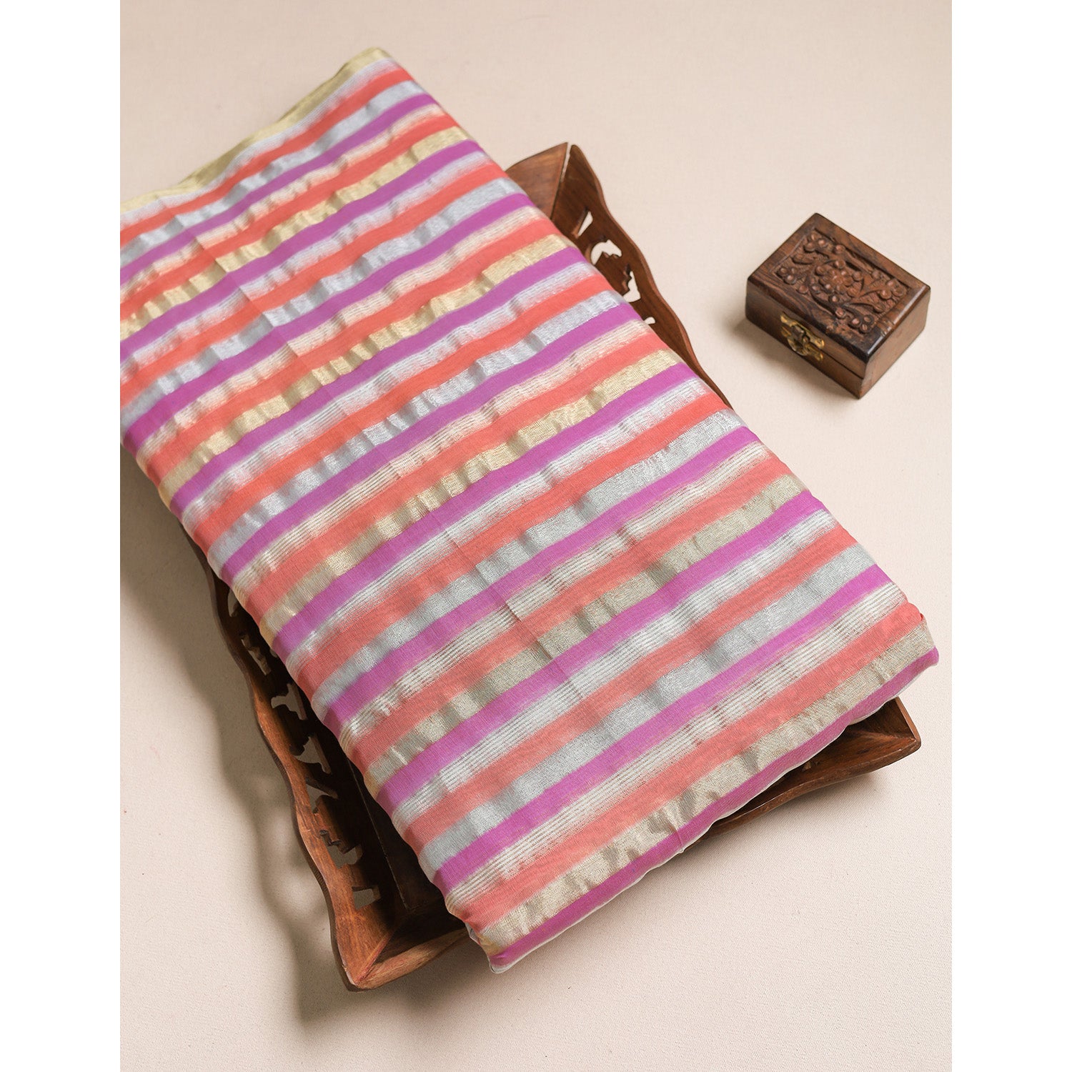 CHANDERI TISSUE STRIPED FABRIC