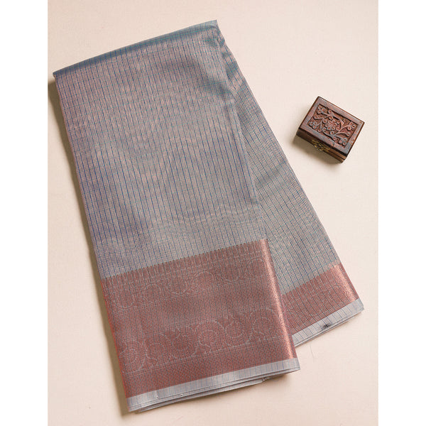 TISSUE SILK COPPER BORDER FABRIC