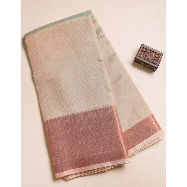 TISSUE SILK COPPER BORDER FABRIC