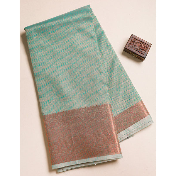 TISSUE SILK COPPER BORDER FABRIC