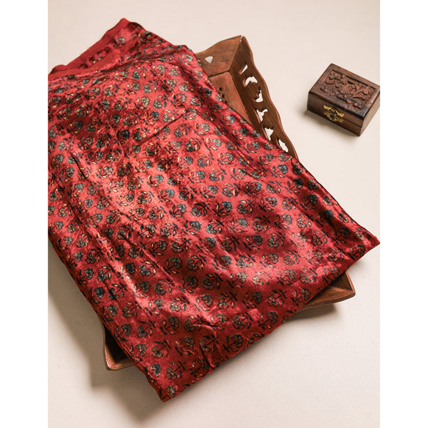 AJRAKH HANDBLOCK PRINTED VELVET FABRIC