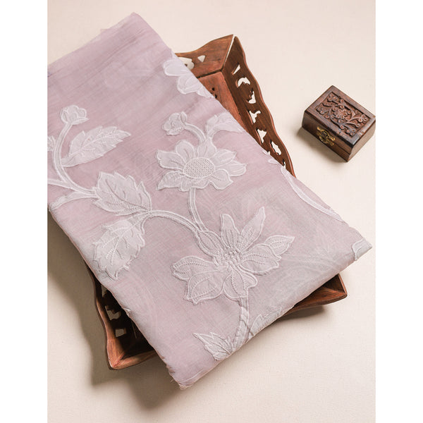 MUL CHANDERI APPLIQUE WORK FABRIC