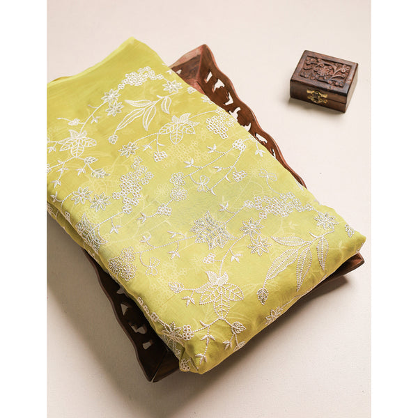 MALAI CHANDERI EMBROIDERED FABRIC