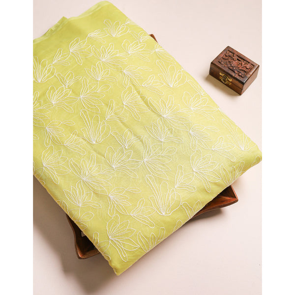 MUL CHANDERI EMBROIDERED FABRIC