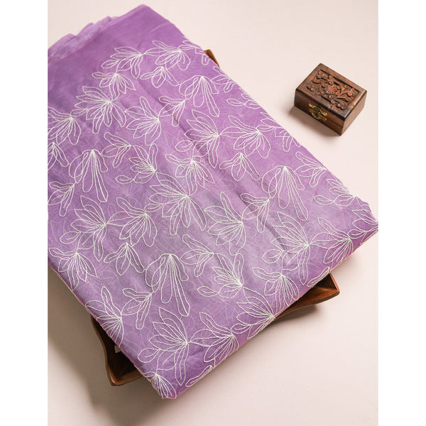 MUL CHANDERI EMBROIDERED FABRIC