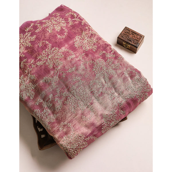 PURE TISSUE SILK EMBROIDERED FABRIC