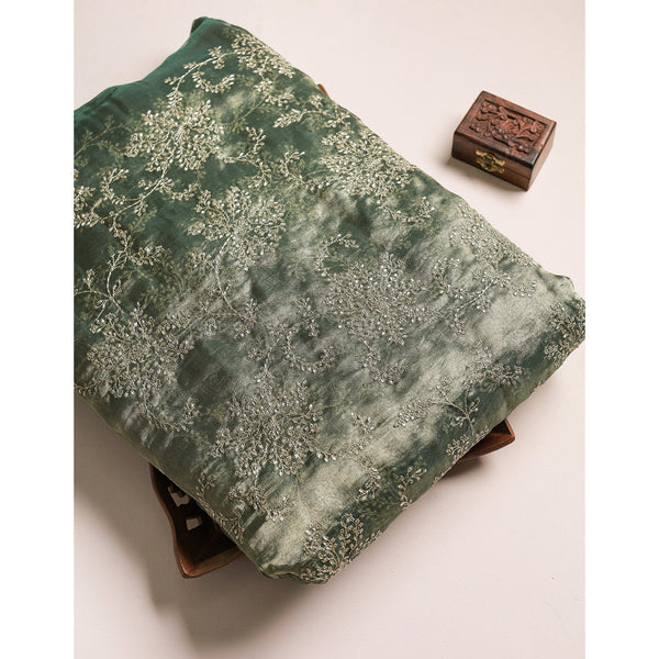 PURE TISSUE SILK EMBROIDERED FABRIC